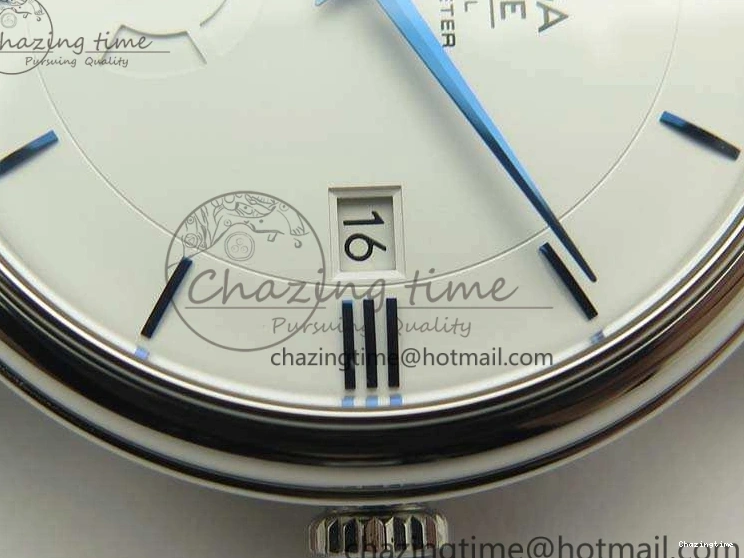 0106 Fashionable De Ville Prestige Real Power Reserve SS TW 1:1 Best Edition White Dial Blue Markers On Leather Strap A 8094